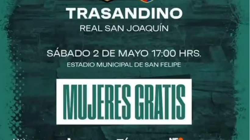Trasandino anuncia entrada gratuita para mujeres en duelo de Segunda División por el Día de la Madre